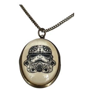 Star Wars Storm Trooper Necklace Glass Dome Antique Brass RARE  10R